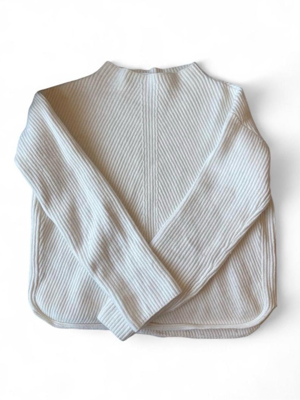 Aritzia WOOL LINEN Chalmers Sweater Heather Birch Ribbed Knit Mockneck Babaton M - Picture 4 of 16
